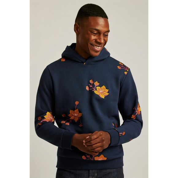 Bonobos Other - BONOBOS Supersoft Fleece Hoodie Floral Embroidered Long Sleeve Navy M New 283609